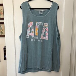 Oversized XXL Blue Comfort Colors Alpha Gamma Delta Sorority AGD Flower Tank Top